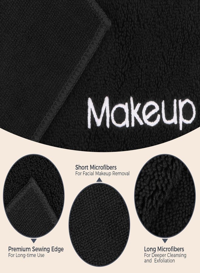 GLIMGLINT Makeup Remover Wash Cloths 5 Pack - Soft Microfiber Fingertip Facial Cleansing Cloths for Hand and Make Up, 13 x 13 in, Black - Image 4